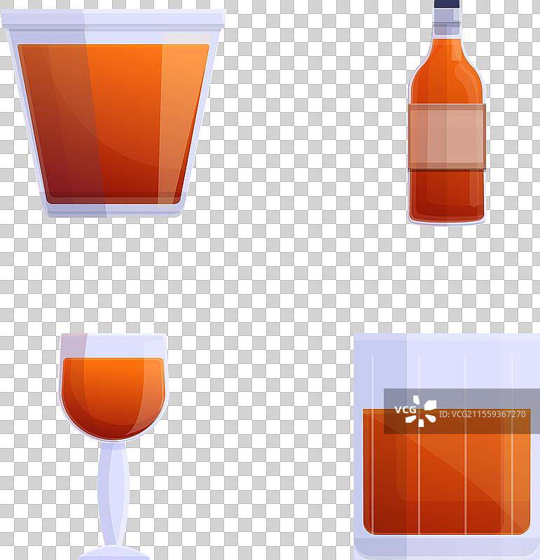 卡通风格的各种朗姆酒图标集图片素材