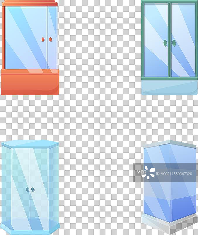 卡通风格的清晰门图标集合图片素材