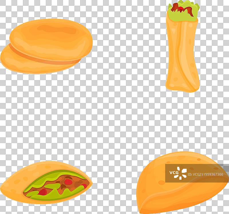 卡通皮塔饼图标集，烹饪食材图片素材