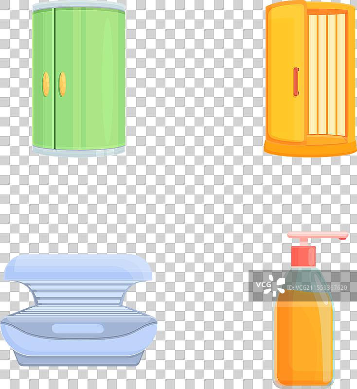 卡通风格的日光浴室图标集（竖版）图片素材