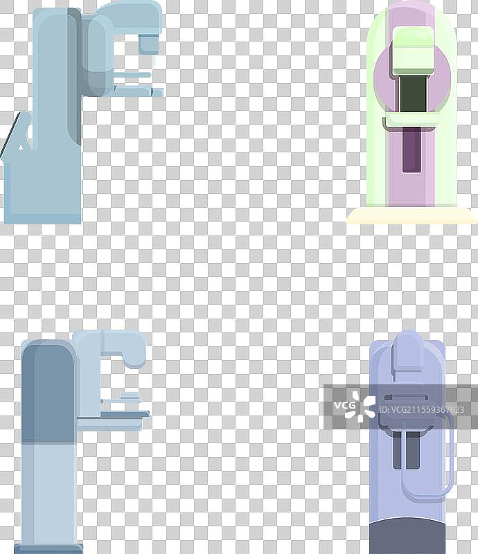 乳腺放射摄影图标卡通集合图片素材