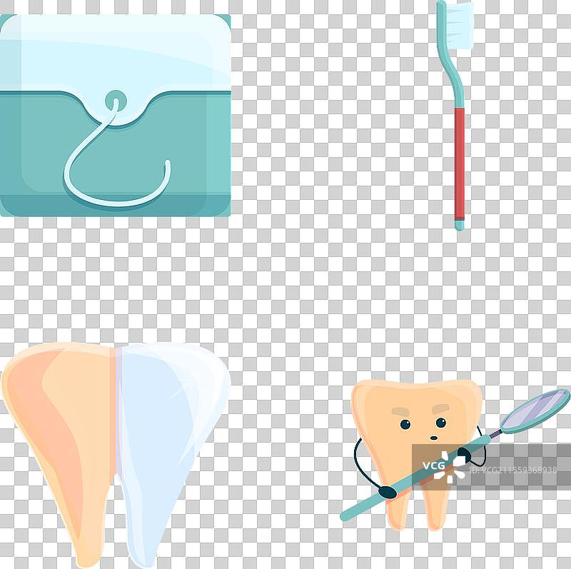 卡通牙齿的口腔护理图标集图片素材