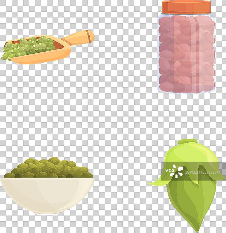 绿扁豆种子图标集 卡通风格的绿扁豆图片素材