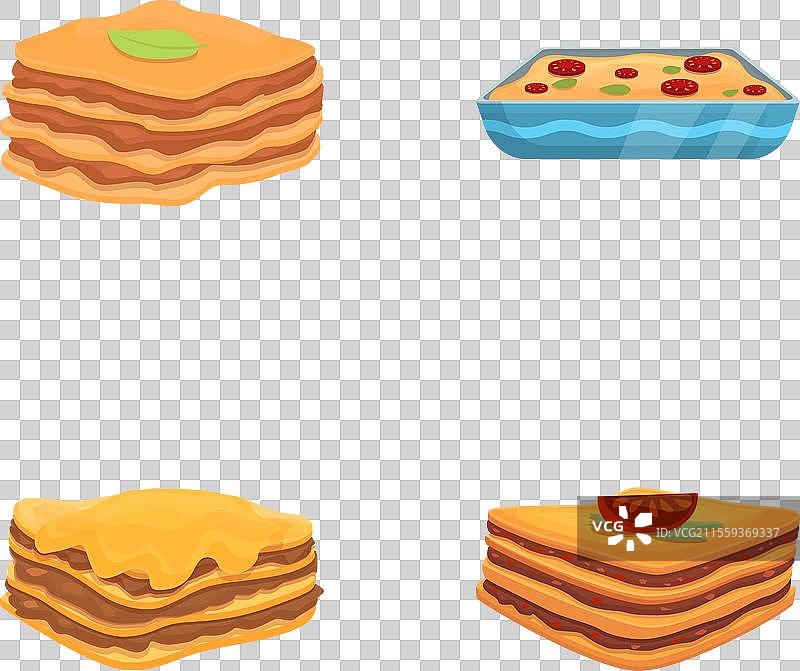 卡通千层面图标集图片素材