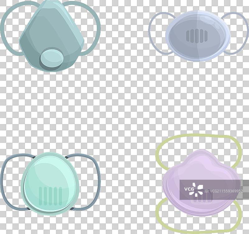 卡通病毒防护口罩图标集图片素材