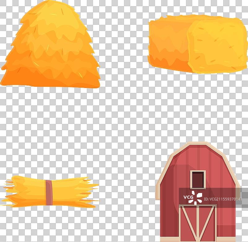 干草阁图标集 卡通干草捆和堆叠图片素材