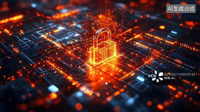 【AI数字艺术】网络安全防护密码锁头图片素材
