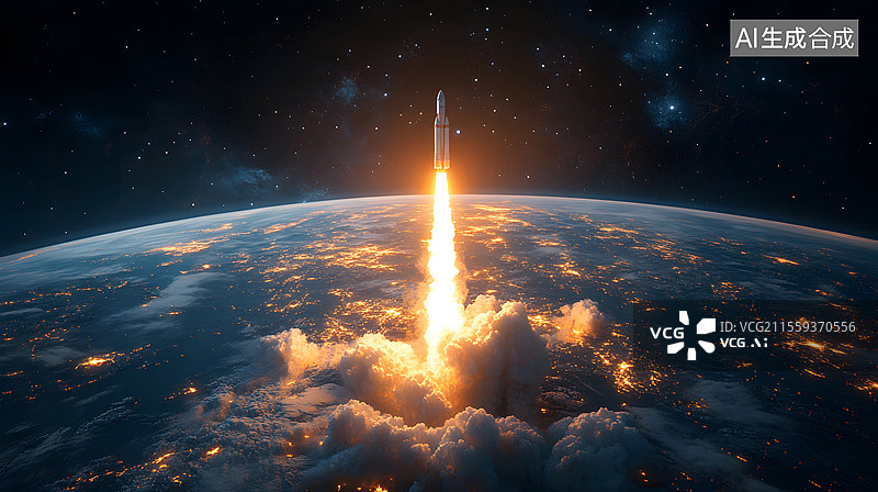 【AI数字艺术】火箭升空发射图片素材