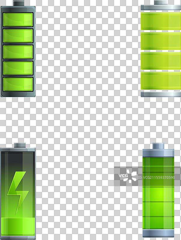 卡通电池充电图标集图片素材