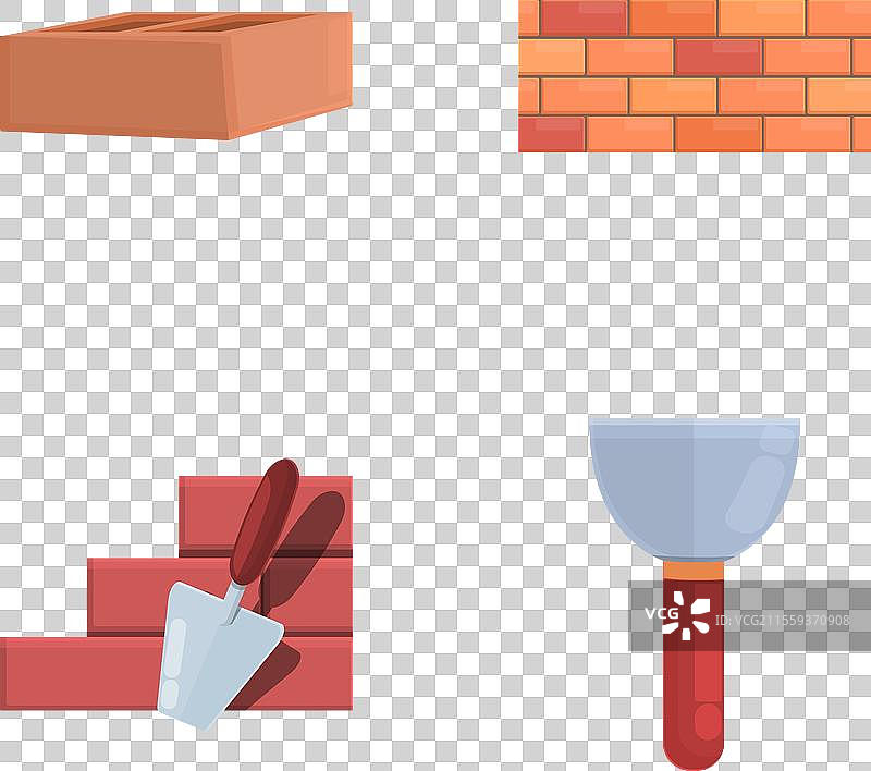 卡通砖墙砖砌图标集图片素材