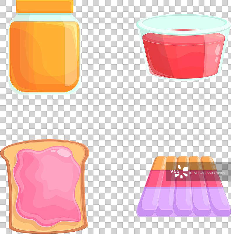 卡通彩色果冻图标集图片素材