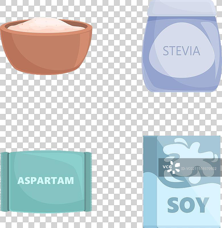 甜味剂替代品图标集卡通风格图片素材