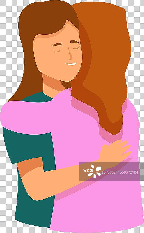 可爱的女性拥抱图标卡通最佳图片素材