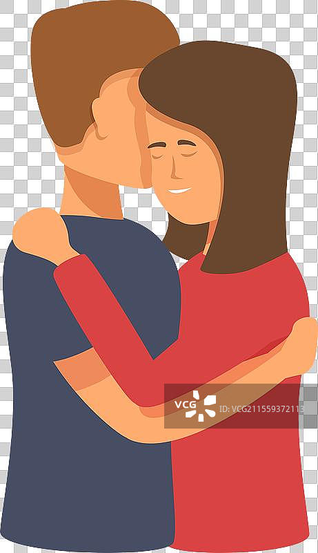 浪漫伴侣拥抱图标卡通风格图片素材