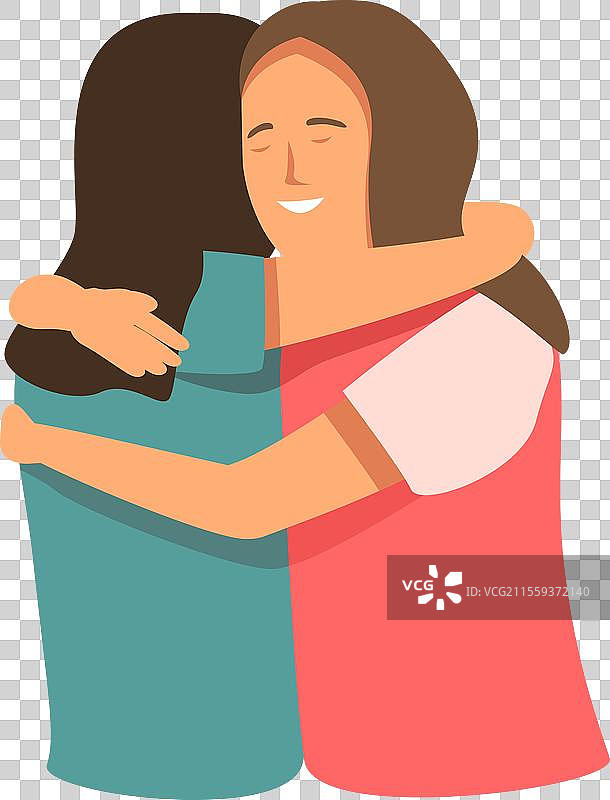 女性朋友拥抱图标卡通图片素材