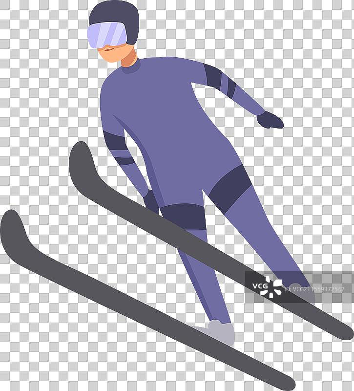 年轻的滑雪跳跃者图标卡通活力飞翔图片素材