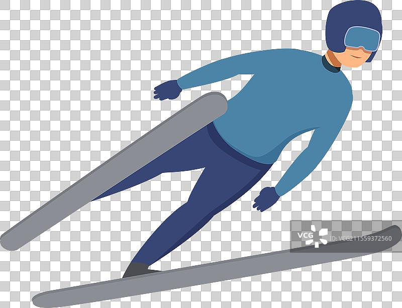 滑雪跳跃者图标卡通风格图片素材