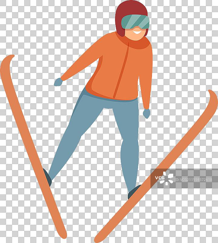 滑雪跳跃者图标卡通成人图片素材
