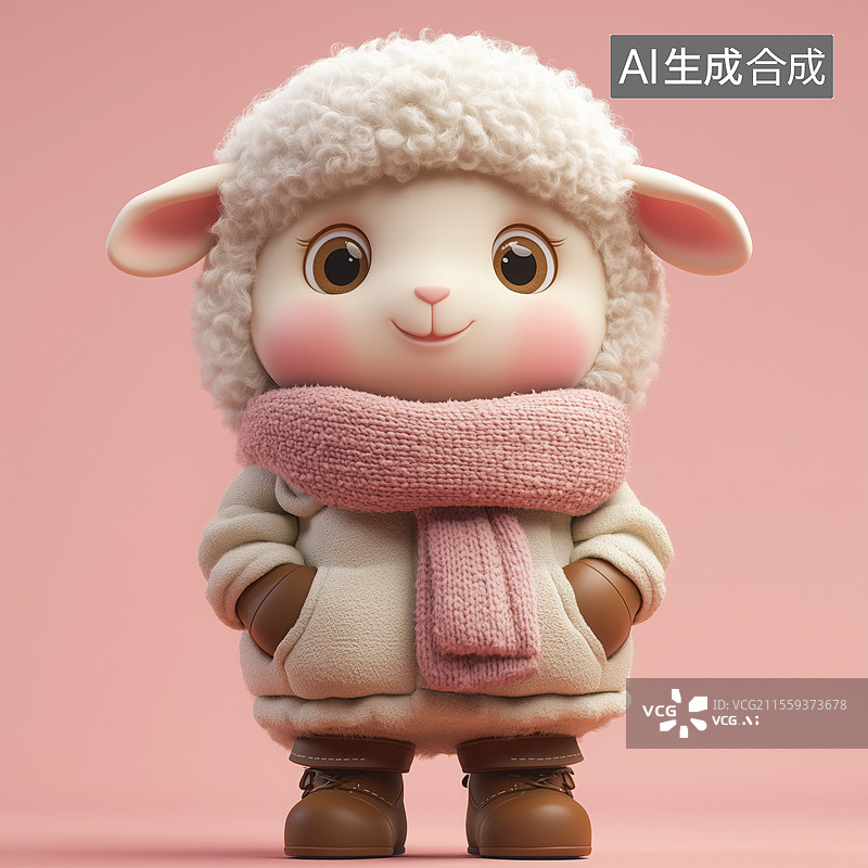 【AI数字艺术】绵羊卡通形象设计插画图片素材