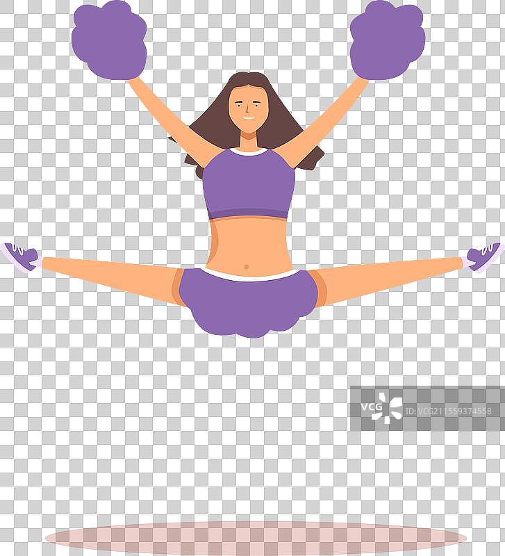 活力四射的拉拉队员侧跳卡通图标图片素材