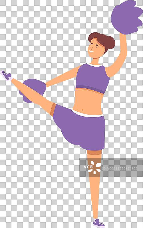 单腿支撑的啦啦队员图标卡通形象图片素材