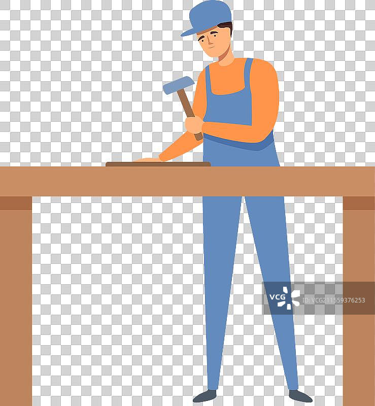 修理家具的木匠图标卡通风格图片素材