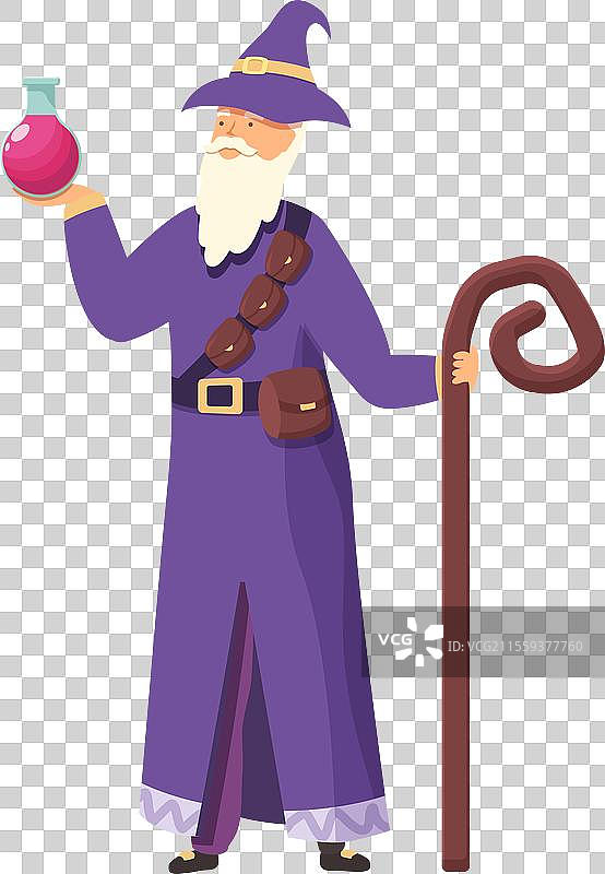 老炼金术士与魔法药水图标卡通图片素材