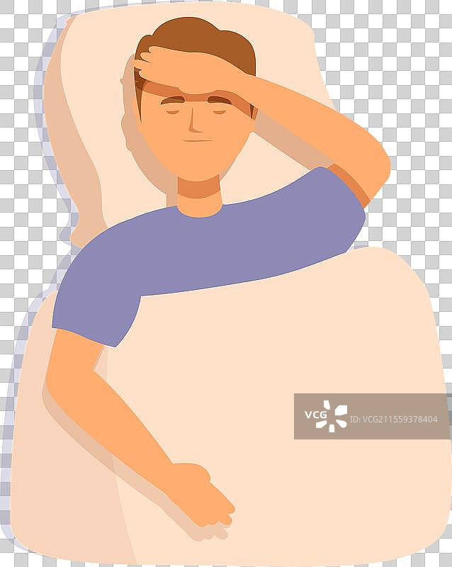 卡通图标：男孩睡觉时手放在脸上图片素材