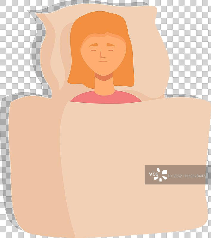 舒适的室内睡觉女孩卡通图标图片素材