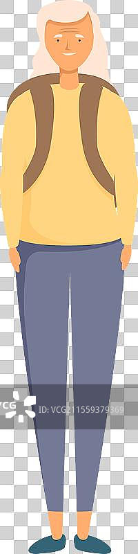 准备好背包的奶奶徒步旅行图标图片素材