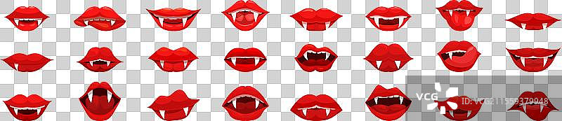 吸血鬼嘴唇图标集 卡通女性嘴唇图片素材
