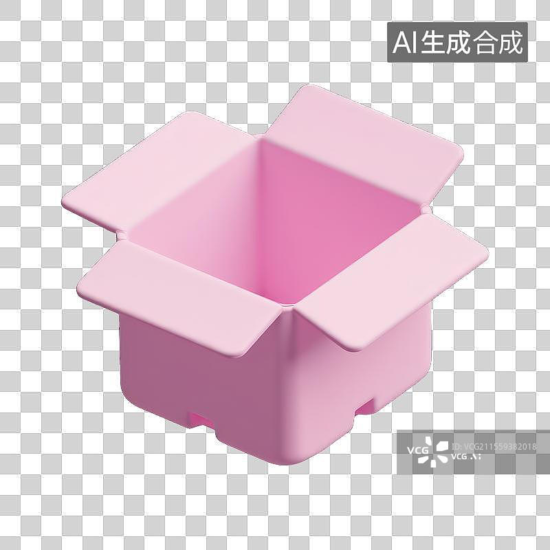 【AI数字艺术】粉色惊喜盲盒，3D箱子盒子素材图片素材