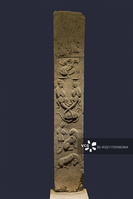 河南博物院“帝国霸业—秦汉魏晋南北朝时期”展：伏羲女娲画像砖（东汉，南阳市出土）图片素材