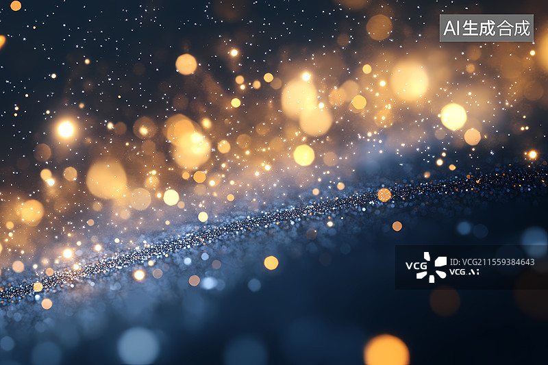 【AI数字艺术】蓝色背景金色光斑画面图片素材