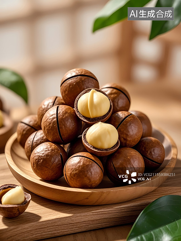 【AI数字艺术】夏威夷果坚果炒货特写图片素材