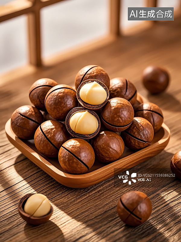 【AI数字艺术】夏威夷果坚果炒货特写图片素材