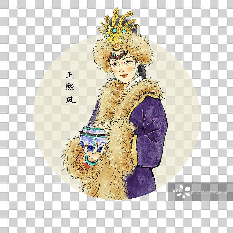 国风文学名著红楼梦金陵十二钗系列人物插画元素，王熙凤。图片素材