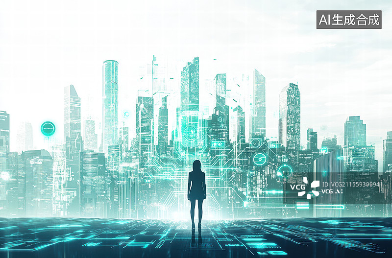 【AI数字艺术】未来科技与人类的融合图片素材