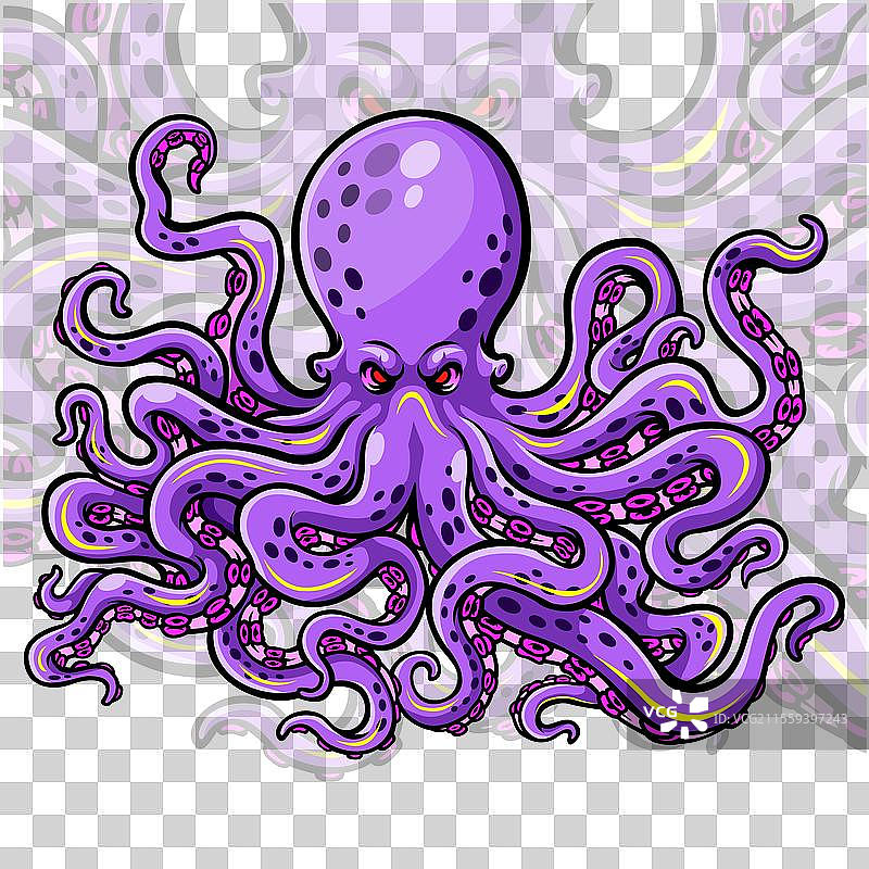 克拉肯章鱼电竞吉祥物logo设计图片素材