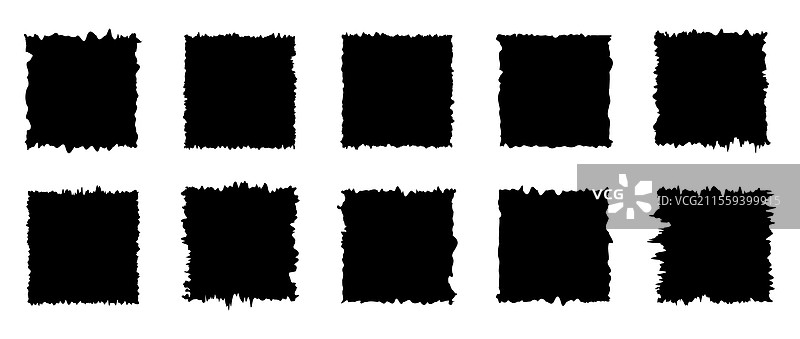 锯齿状方形撕裂纸片的纹理组合图片素材