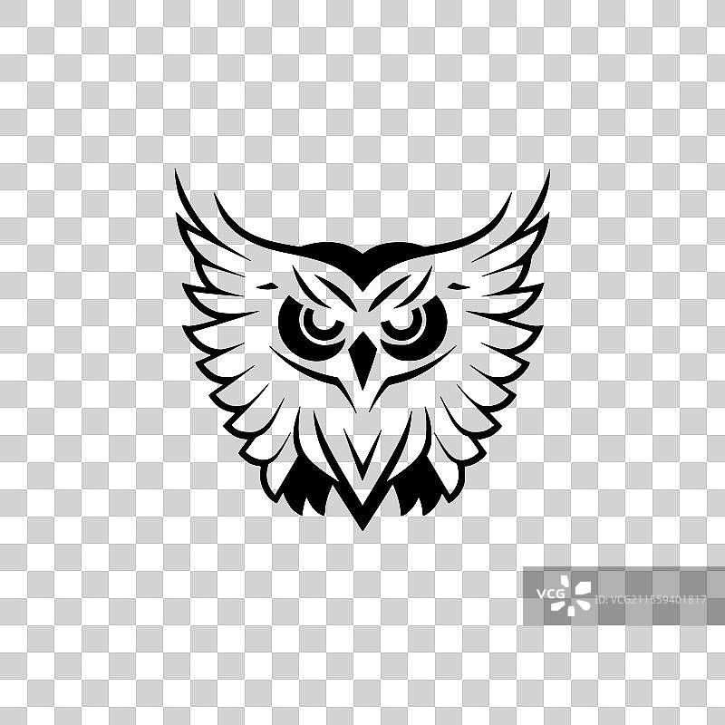 猫头鹰 - 极简风格的平面标志图片素材