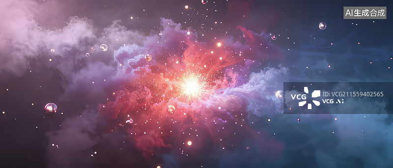 【AI数字艺术】玫瑰金星尘 雾状微粒铜红光核珍珠白发光3D渲染浪漫壁纸图片素材