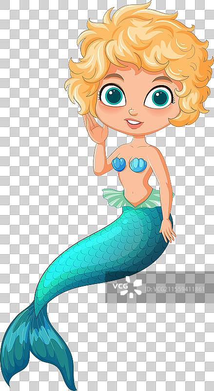 色彩斑斓的卡通顽皮小美人鱼图片素材