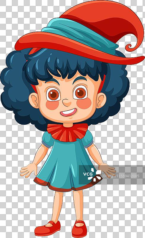 微笑的女孩打扮成小丑图片素材