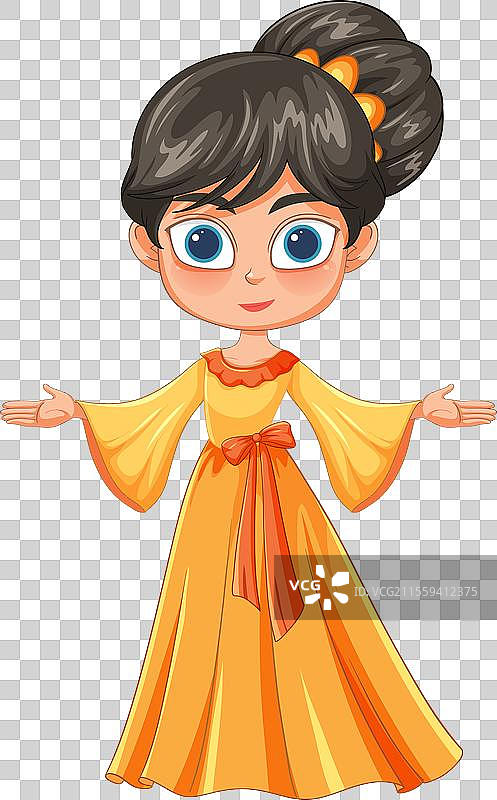 微笑着张开双臂的卡通女孩图片素材