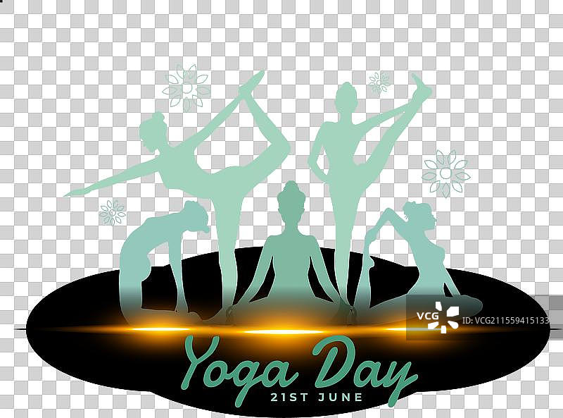 国际瑜伽日活动海报，女性正在练习瑜伽图片素材