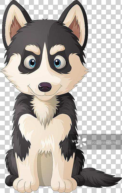 坐着的卡通西伯利亚哈士奇狗图片素材