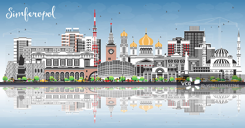 辛费罗波尔克里米亚城市天际线与色彩图片素材