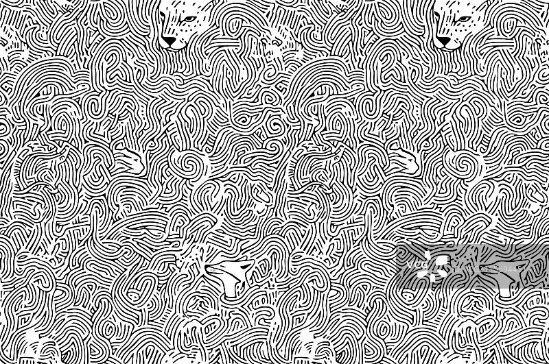 一张黑白猫咪的图像，带有图案图片素材