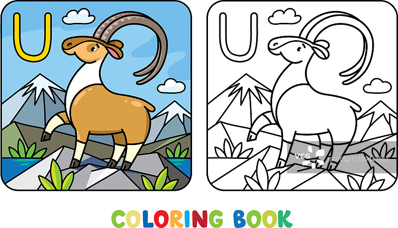 有趣的乌里亚尔动物涂色书，适合儿童使用图片素材